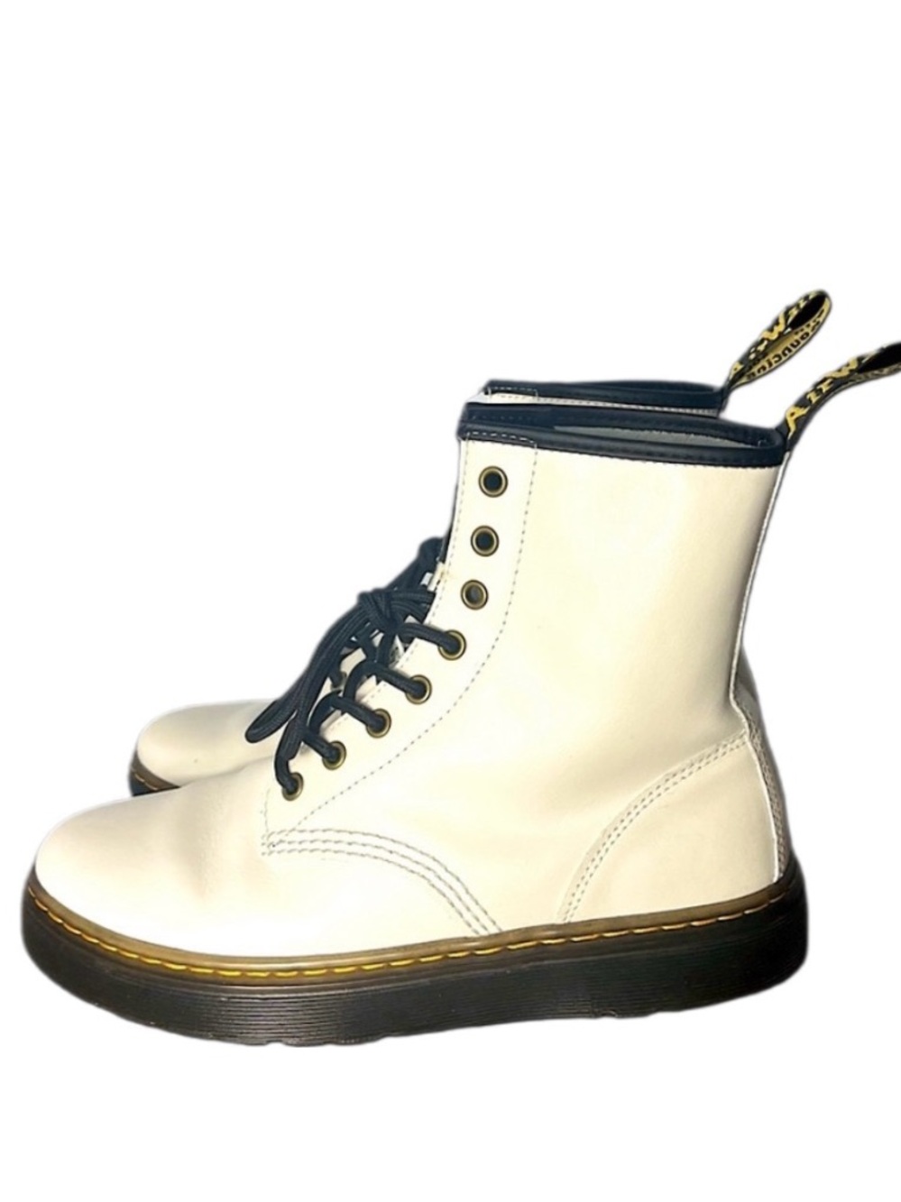 Dr. Martens Zavala White Leather 8-Eye Lace Up Combat Boots Women 8 / Men 7 EPOC